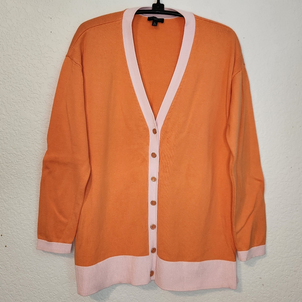 Talbots Orange and Pink Cardigan Sweater, Size MP
